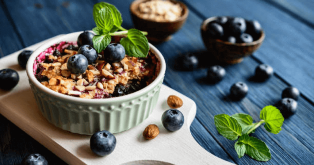 Blueberry Crisp with Whey Protein Powder